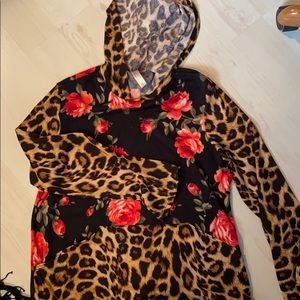 Floral leopard hoodie